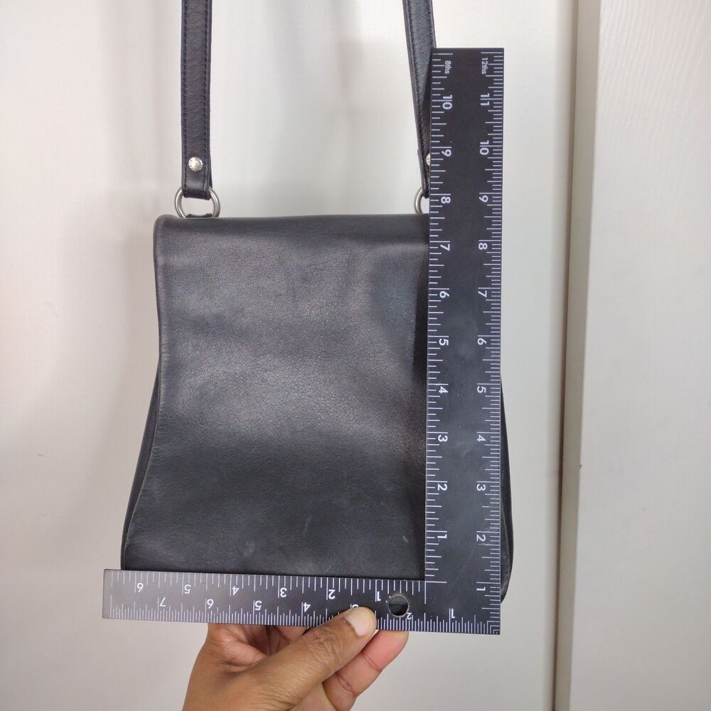 Vintage Coach Bag 9473 Chelsea Saddle Slim Flap Crossbody Black Very Soft - Picture 8 of 9